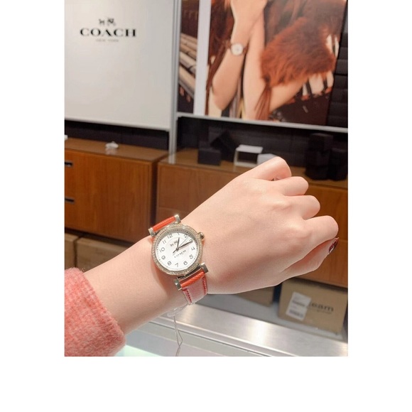 NEW|AUTHENTIC COACH MADISON GOLD RED LEATHER CRYSTALS WOMEN'S 14502400 WATCH - Picture 2 of 12
